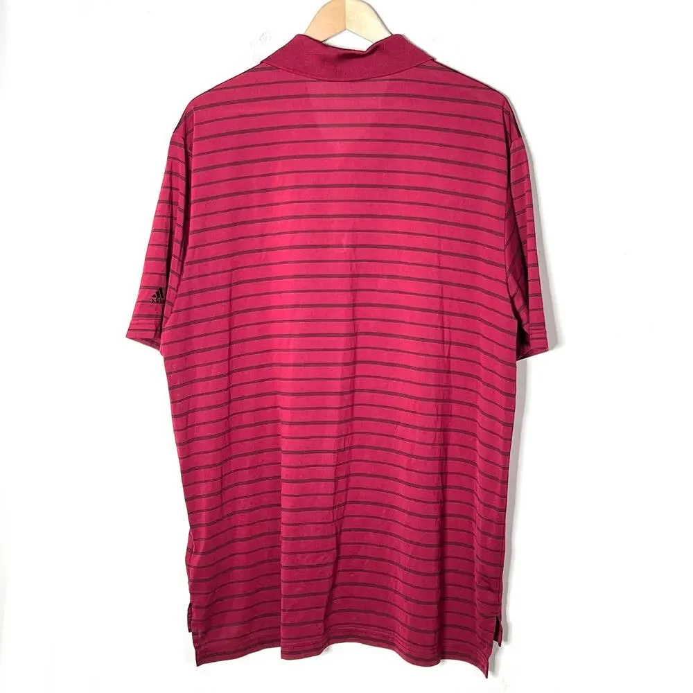 Adidas red and black striped casual golf polo shirt size XL B170